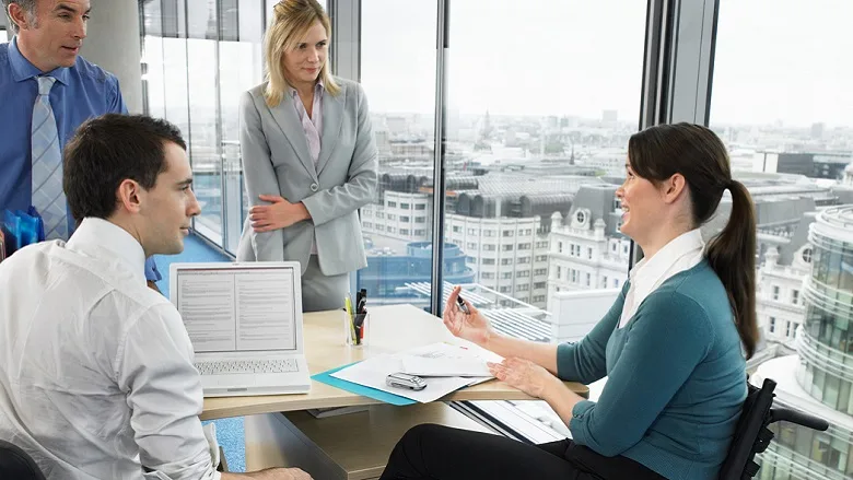 Office workers in meeting