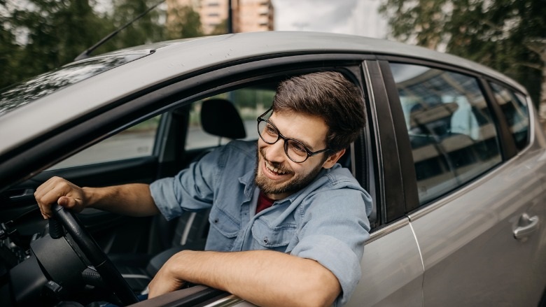 Man parking a car