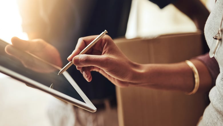 woman using an ipad