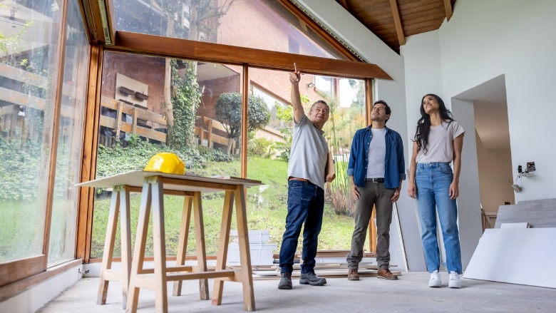 Couple talking with a contractor