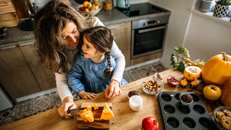 Mom and daughter in the kitchen